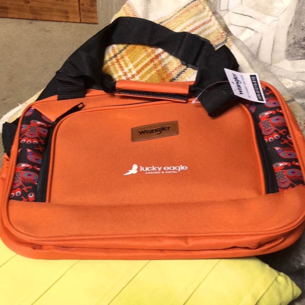 Orange wrangler promotion carry bag tote travel casino cowgirl cowboy rodeo